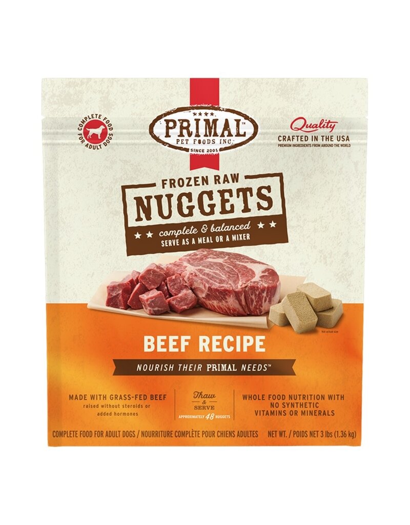 Primal Primal Frozen Raw Beef Recipe Nuggets Dog Food 3LB