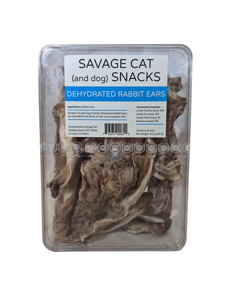 Savage Cat Savage Cat Dog & Cat Dehydrated Rabbit Ears - 25 Count Bulk