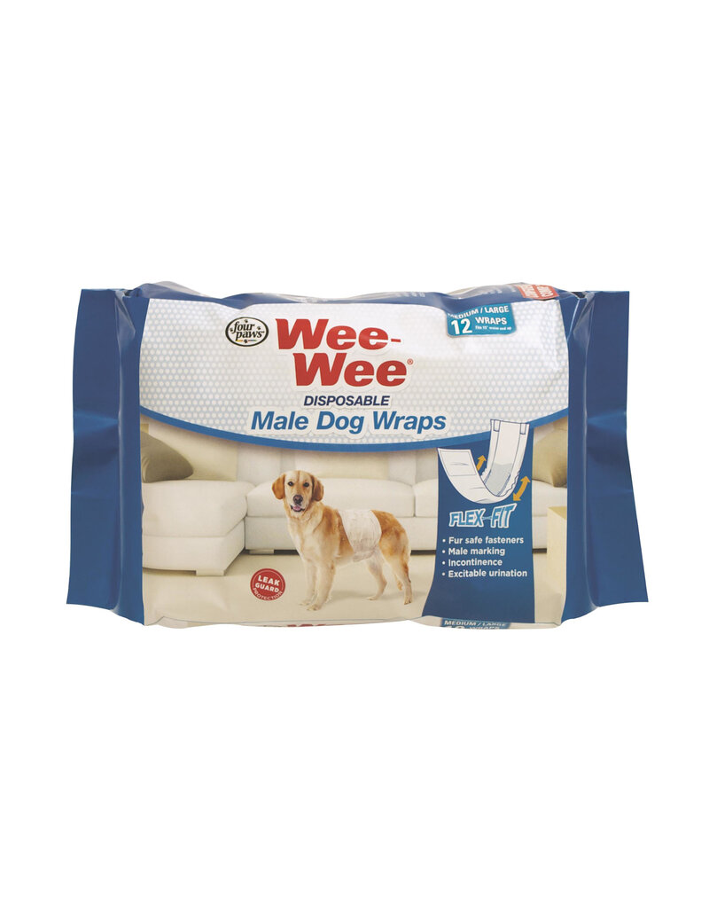 Four Paws Wee-Wee Disposable Male Wraps Medium/Large 12PK