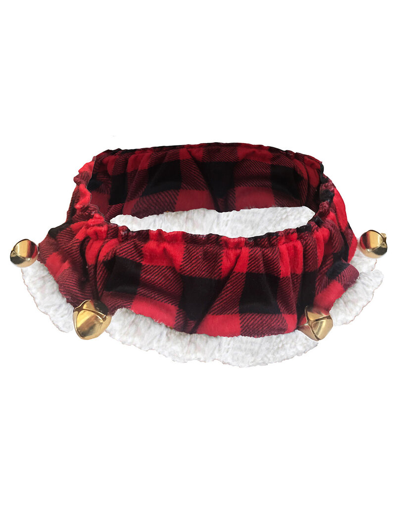 Huxley & Kent Holiday Ruff With Bells - Check - XS/SM - 8"-14"
