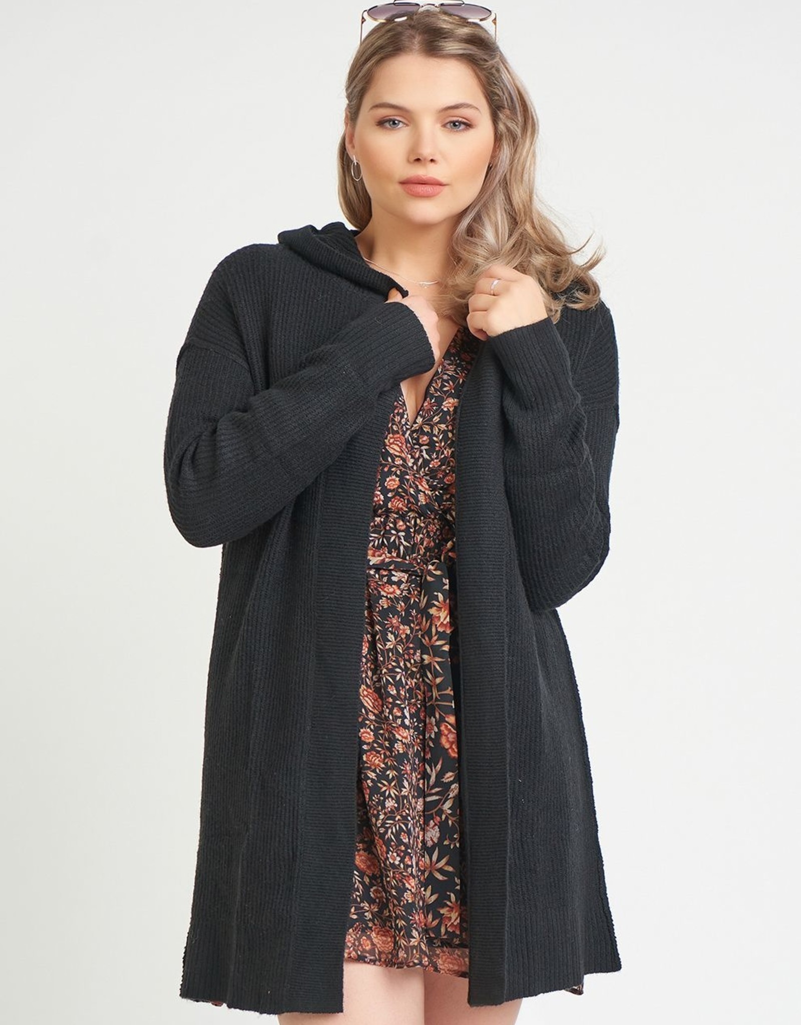 black hooded cardigan