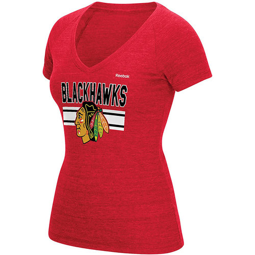 Reebok - Tri Blend Short Sleeve Chicago Blackhawks Women's Tee Shirt Reebok - Tri Blend Short Sleeve Chicago Blackhawks Women's Tee Shirt