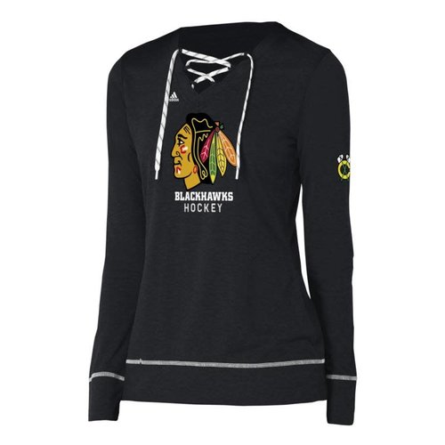 CCM/Adidas Chicago Blackhawks Skate Lace Crew Fleece - Woman's CCM/Adidas Chicago Blackhawks Skate Lace Crew Fleece - Woman's