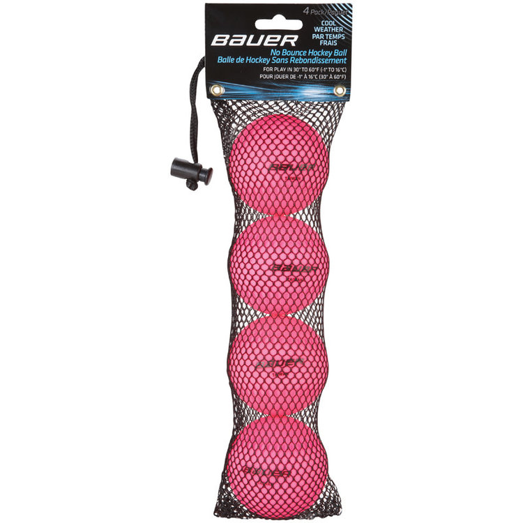 Bauer Bauer No Bounce Street Hockey Ball - Cool Weather - Pink - 4-Pack