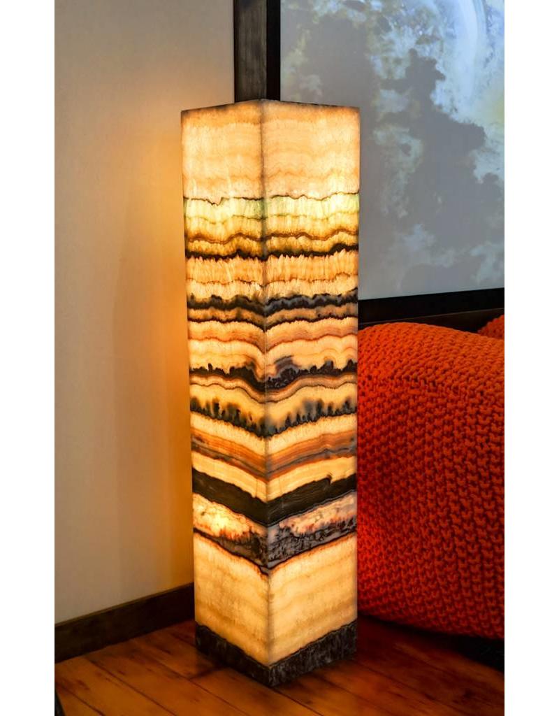 Serpentine Onyx Pedestal Lamp Pair 90x20x20cm Serpentine Onyx Pedestal Lamp Pair 90x20x20cm
