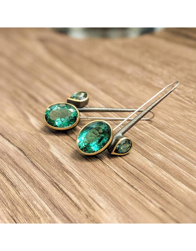 Blue Quartz Gold Plate Oxidized Ss Earrings Igneous Theory Blue Quartz Gold Plate Oxidized Ss Earrings