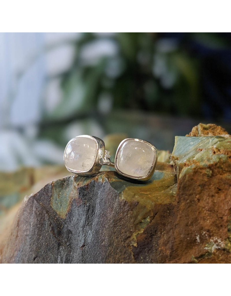 Rainbow Moonstone Stud Earrings 6mm Rainbow Moonstone Stud Earrings 6mm