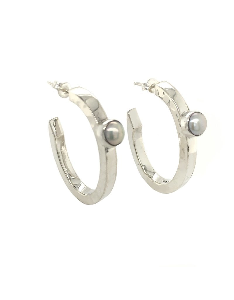 Balaam Design Fresh Water Pearl Three-Quarter Hoop Earrings