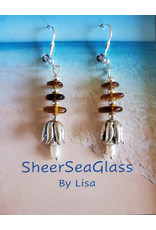 Lisa Keith Amber Sea Glass Pearl Flower Earrings