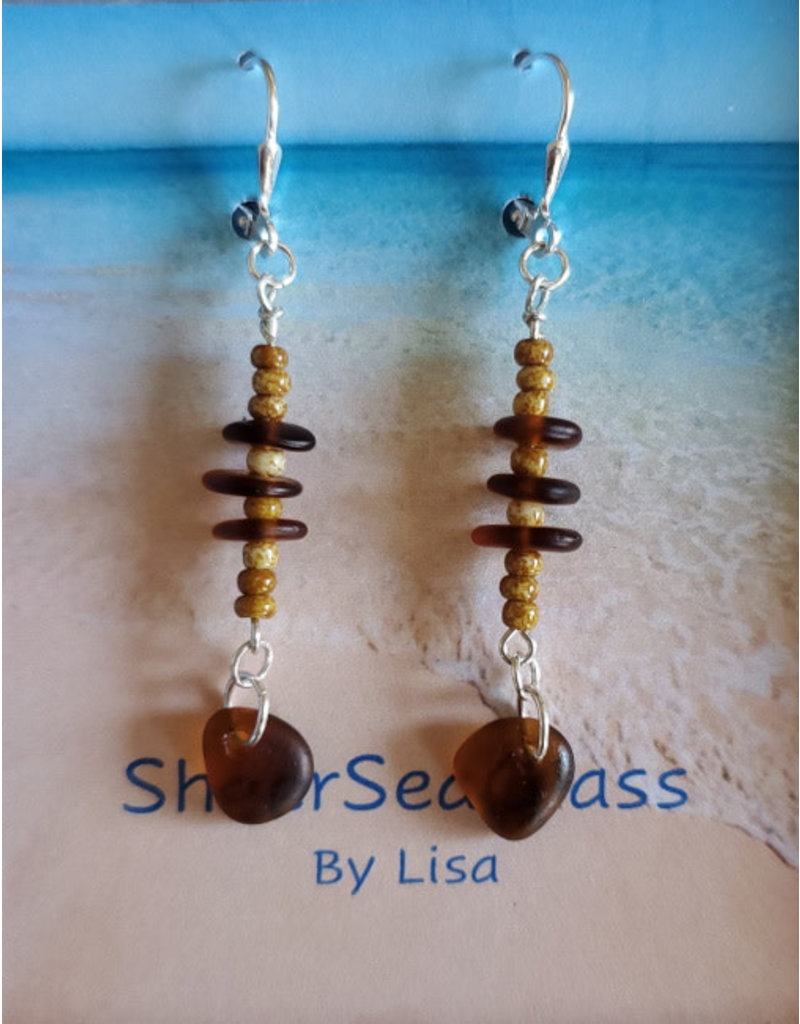 Lisa Keith Amber Sea Glass Seed Bead Earrings