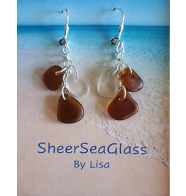 Lisa Keith Amber White Sea Glass Earrings
