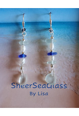 Lisa Keith Cobalt Aqua Sea Glass Pearl Earrings