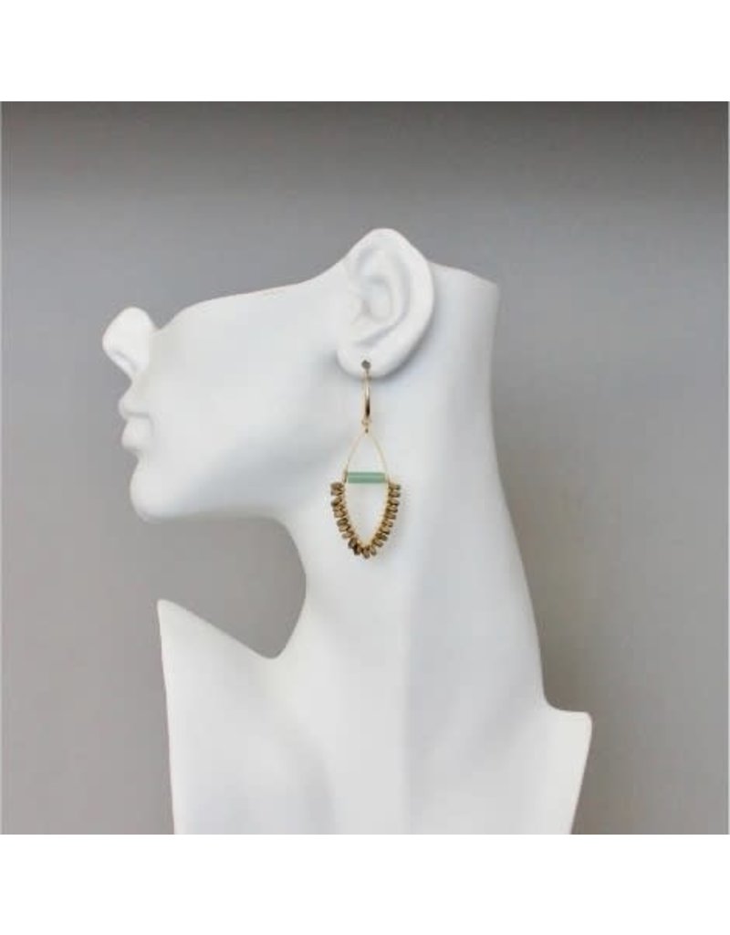 David Aubrey Jewelry Jade Gold-Plated Hematite 18K GP Brass Earrings