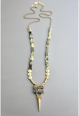 David Aubrey Jewelry Serpentine Jade Brass Necklace 864mm