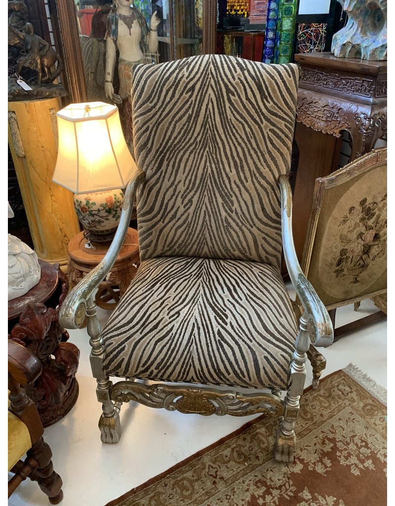 Zebra Print Gilt Wood Chair