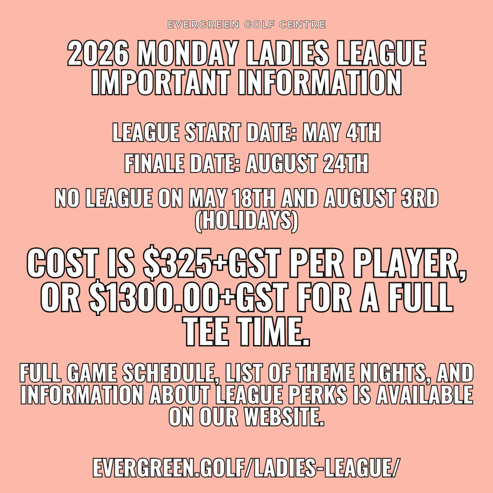 2026 Monday Ladies League Team Registration