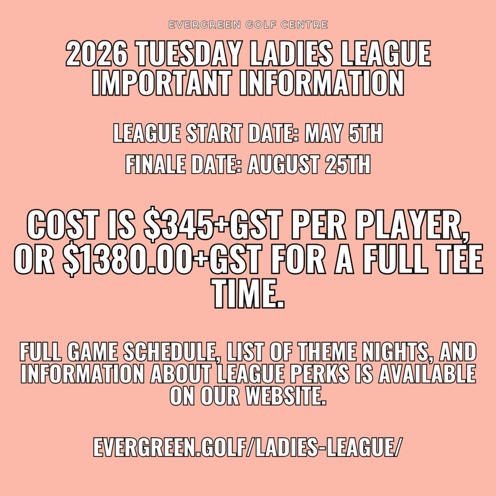 2026 Tuesday Ladies League Team Registration