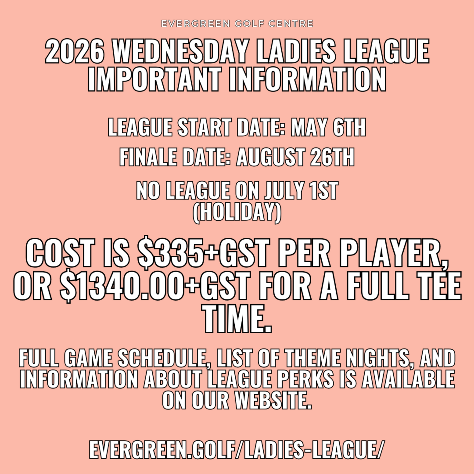 2026 Wednesday Ladies League Team Registration