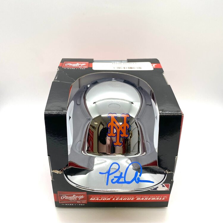 Rawlings Pete Alonso Chrome Autographed Mini Batting Helmet