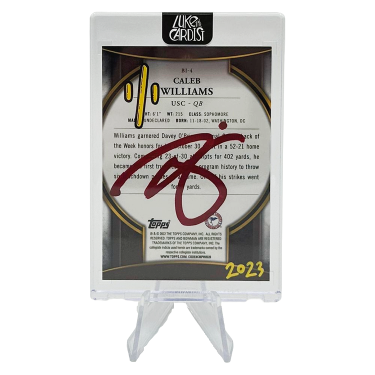 Luke the Cardist Luke the Cardist - Custom Hand-Painted CALEB WILLIAMS 2022 Topps Bowman University Indicia 1/1