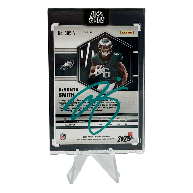 Luke the Cardist Luke The Cardist - Custom Hand-Painted DEVONTA SMITH 2021 Panini Mosaic Refractor Rookie Card 1/1