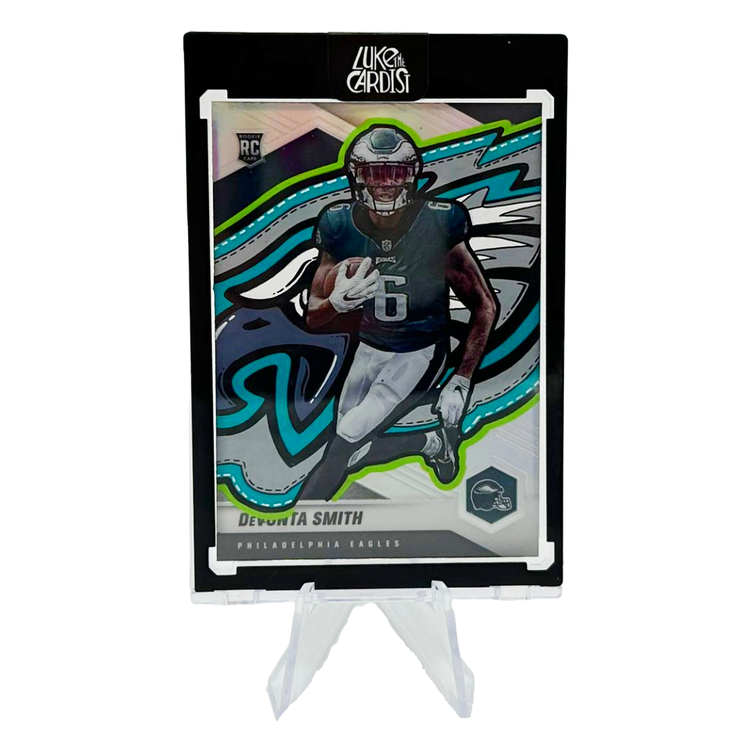 Luke the Cardist Luke The Cardist - Custom Hand-Painted DEVONTA SMITH 2021 Panini Mosaic Refractor Rookie Card 1/1