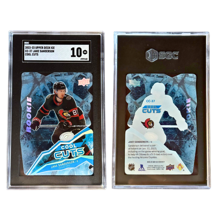 The Adventure Stadium 2022-23 Upper Deck Ice "Cool Cuts" Jake Sanderson RC SGC 10