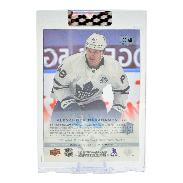 The Adventure Stadium 2020-21  Upper Deck Clear Cut Acetate Alexander Barabanov Rookie Autograph