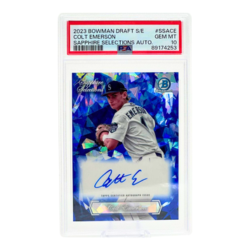 Topps 2023 Topps Bowman Draft Sapphire Edition Colt Emerson Sapphire Selections Auto PSA 10