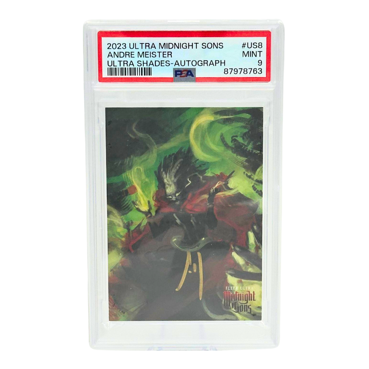 The Adventure Stadium 2023 UD Fleer Ultra Midnight Sons Andre Meister Ultra Shades Autograph  050/100 PSA 9