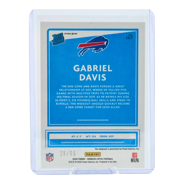 The Adventure Stadium 2020 Panini Donruss Optic Gabriel Davis Autograph Holo 25/99