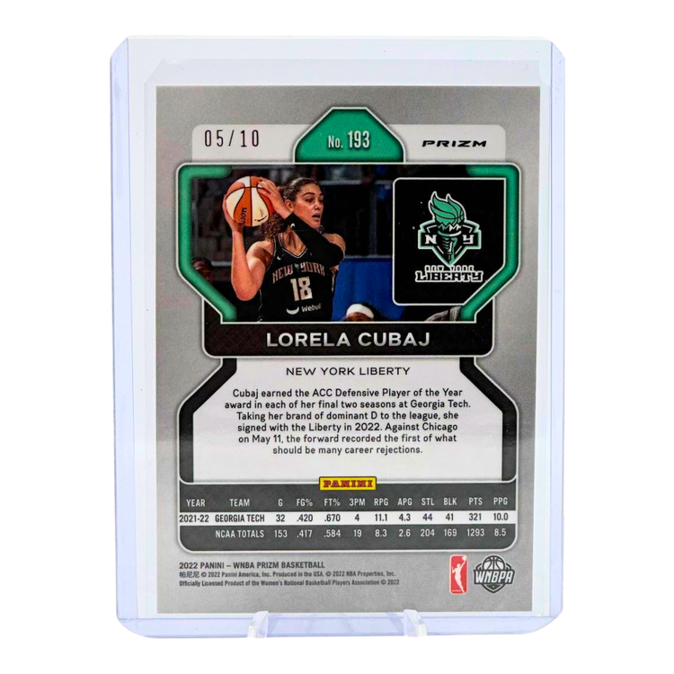 The Adventure Stadium 2022 Panini WNBA Prizm Lorela Cubaj Gold 05/10