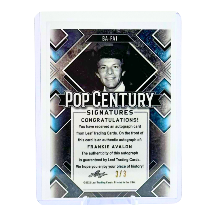 The Adventure Stadium 2022 Leaf Pop Century Frankie Avalon Autograph RW&B 3/3
