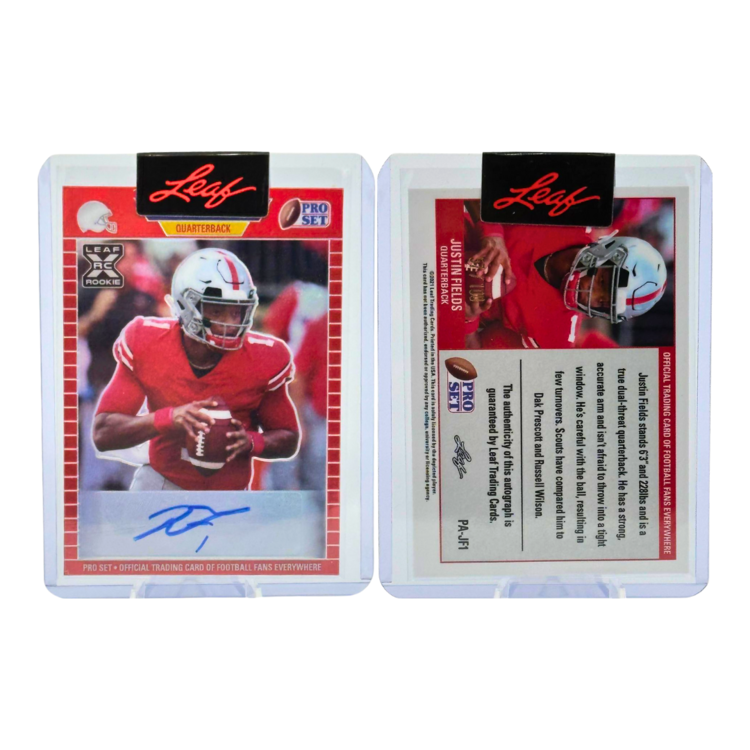 The Adventure Stadium 2021 Leaf Pro Set Justin Fields Autograph Red 57/100