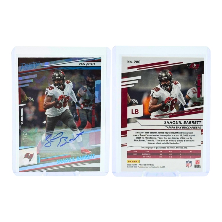 The Adventure Stadium 2022 Panini Prestige Shaquil Barrett Autograph Fractal 02/10