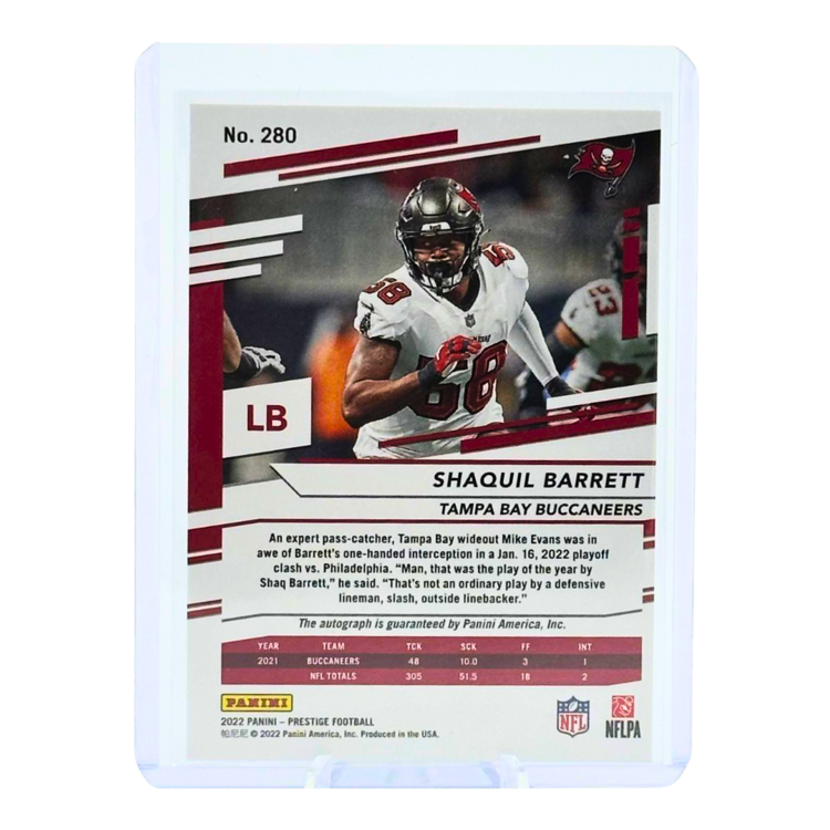 The Adventure Stadium 2022 Panini Prestige Shaquil Barrett Autograph Fractal 02/10