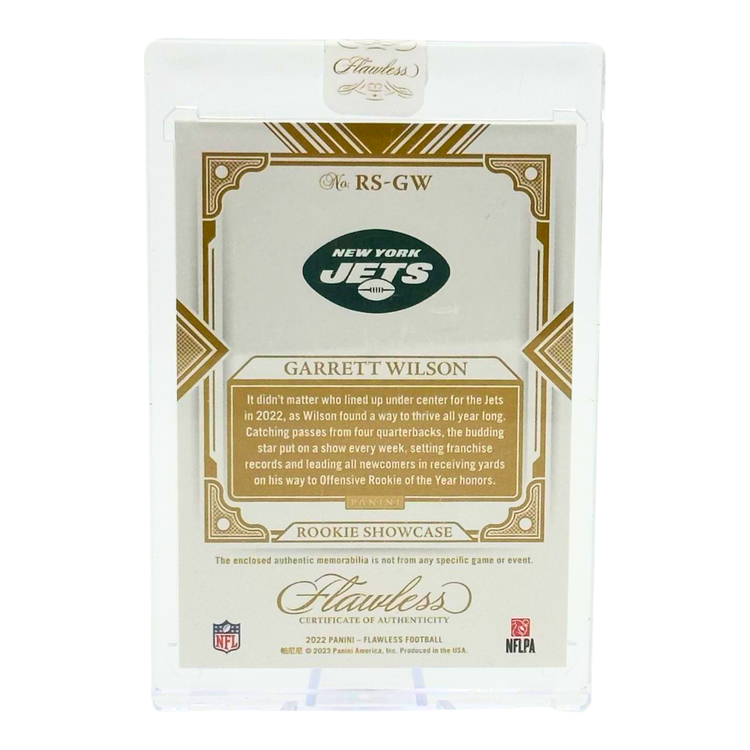 Panini America 2022 Panini Flawless Garrett Wilson Quad Patch "Rookie Showcase" 09/10