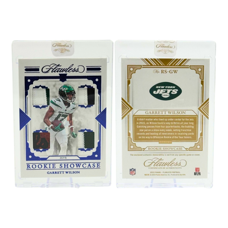Panini America 2022 Panini Flawless Garrett Wilson Quad Patch "Rookie Showcase" 09/10