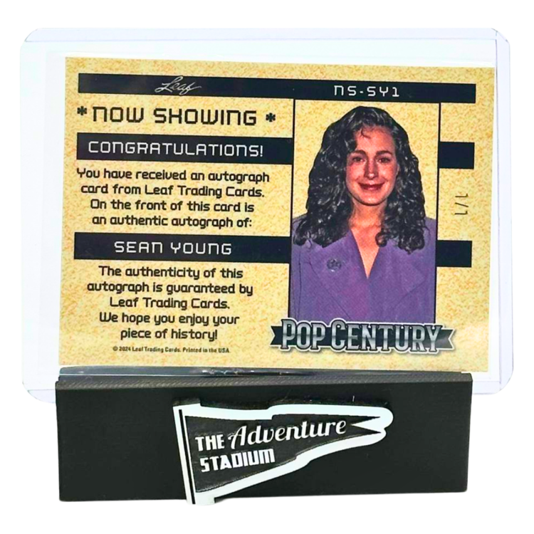 The Adventure Stadium 2024 Leaf Pop Century Sean Young Autograph "Now Showing" 1/1