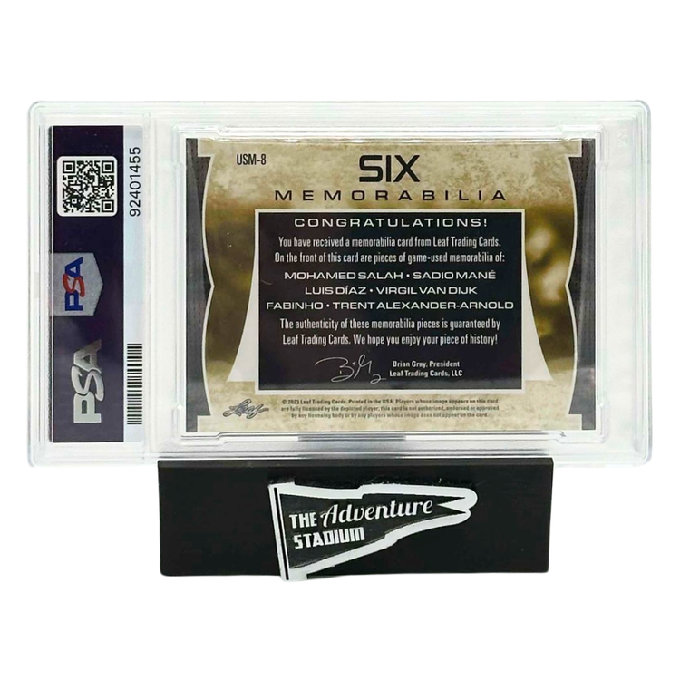 The Adventure Stadium 2022 Leaf Ultimate Soccer Multiplayer "Six Memorabilia" 2/8 PSA 6