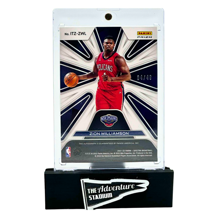 The Adventure Stadium 2021-22 Panini Spectra Zion Williamson In The Zone Autograph 04/49