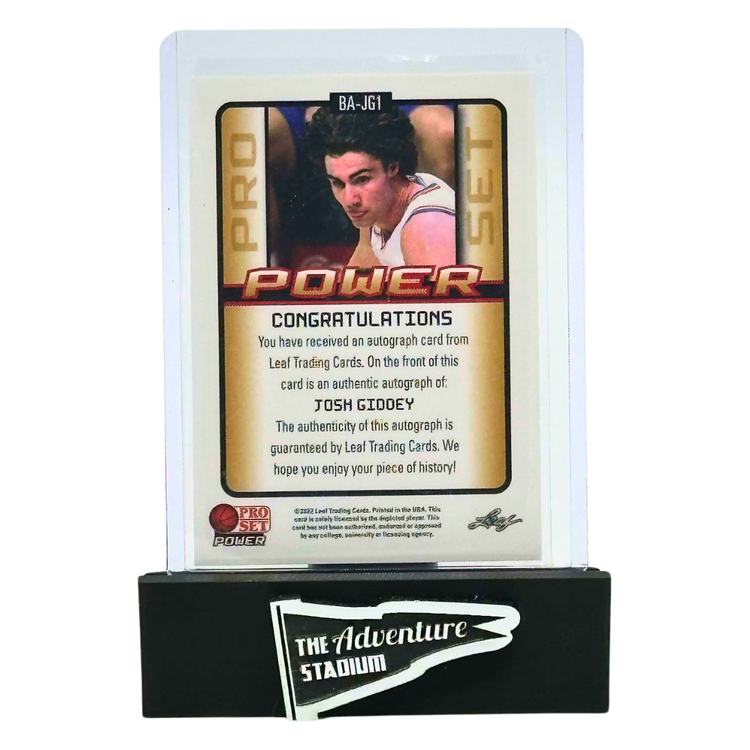 The Adventure Stadium 2022 Leaf ProSet Josh Giddey Autograph Blue 68/99