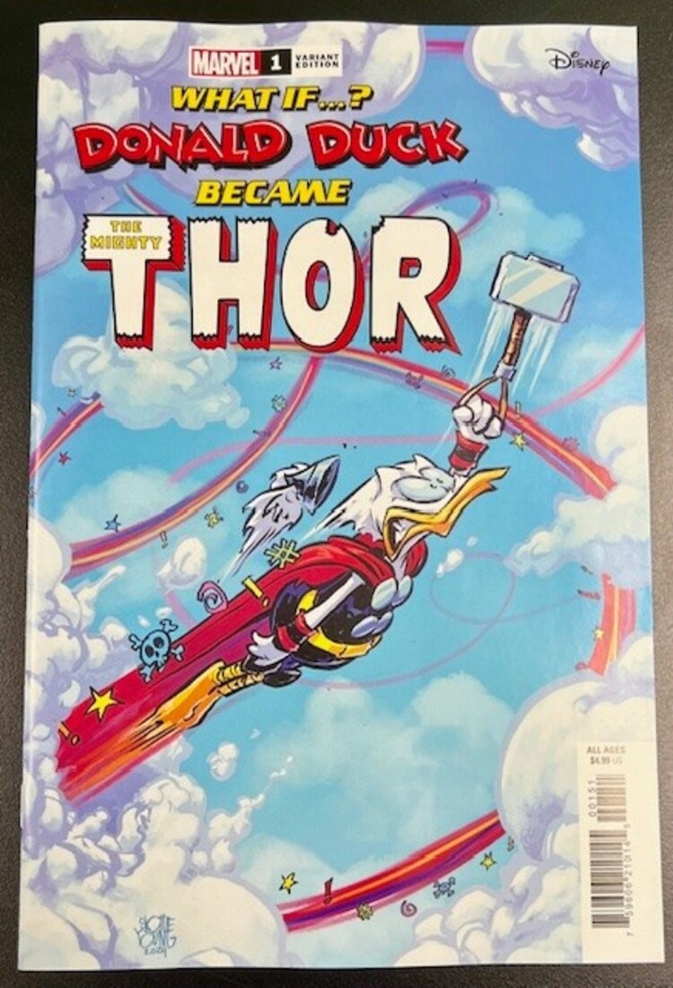Marvel Comics MARVEL & DISNEY: WHAT IF...? DONALD DUCK BECAME THOR #1 SKOTTIE YOUNG VARIANT