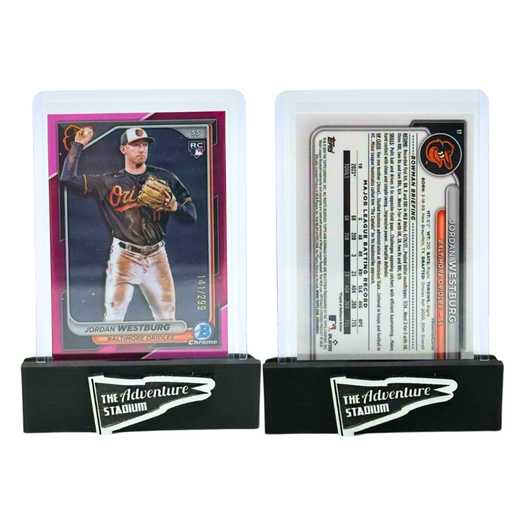 The Adventure Stadium 2024 Bowman Chrome Jordan Westburg Magenta Refractor 141/299
