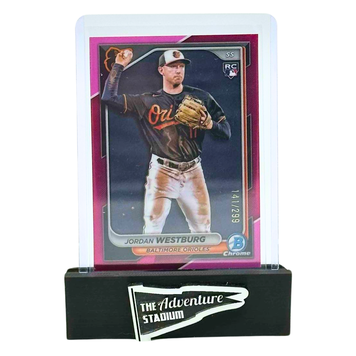 The Adventure Stadium 2024 Bowman Chrome Jordan Westburg Magenta Refractor 141/299