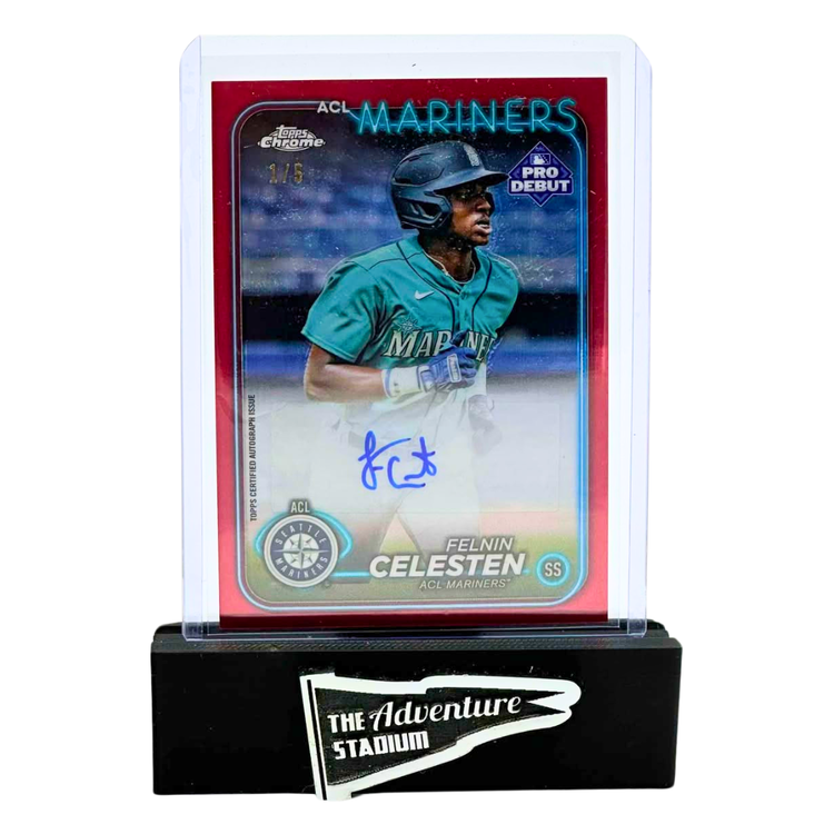 The Adventure Stadium 2024 Topps Pro Debut Felnin Celesten  Autograph Red Refractor 1/5