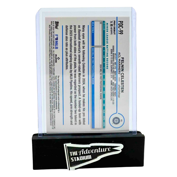 The Adventure Stadium 2024 Topps Pro Debut Felnin Celesten  Autograph Red Refractor 1/5