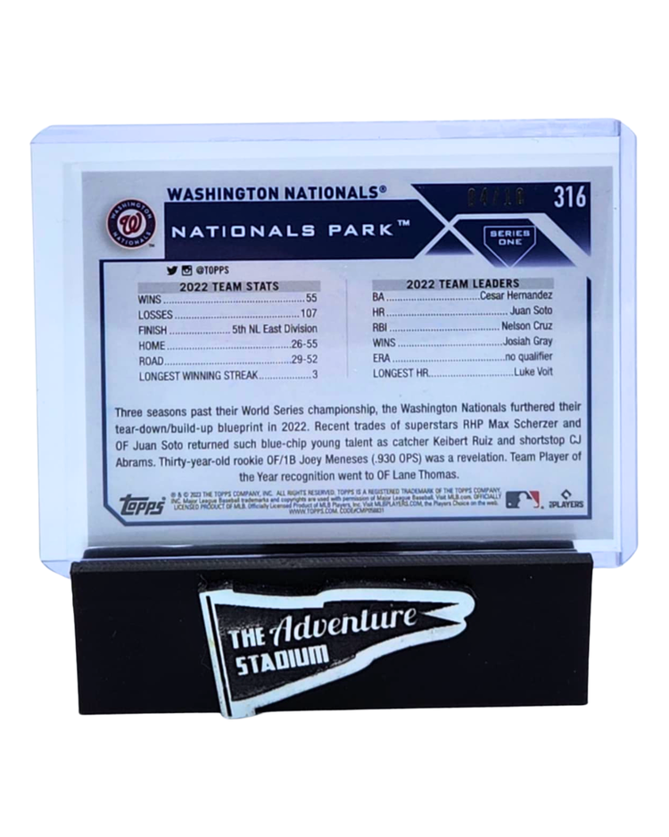 The Adventure Stadium 2023 Topps Series 1 Washington Nationals Team Card Pink 04/10