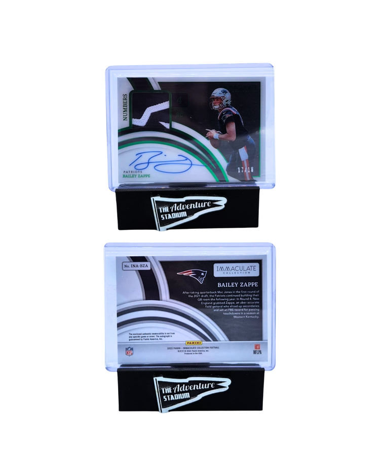 The Adventure Stadium 2022 Panini Immaculate Bailey Zappe Patch Autograph Green 17/18