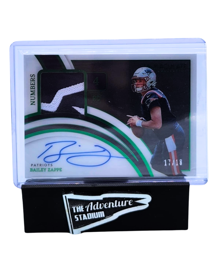 The Adventure Stadium 2022 Panini Immaculate Bailey Zappe Patch Autograph Green 17/18
